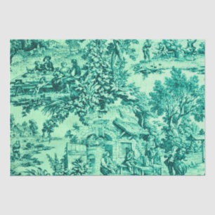 French Green Toile Rococo Rustic Style Decoupage  Tissue Paper