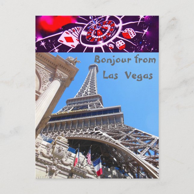 French Greetings Las Vegas Style Postcard (Front)