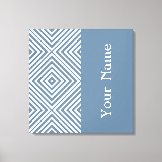 French Grey Diamond Chevron w/ name @ Emporiomoffa Canvas Print (Front)