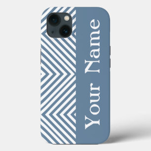French Grey Diamond Chevron w/ name @ Emporiomoffa iPhone 13 Case