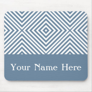 French Grey Diamond Chevron with custom name Mouse Mat