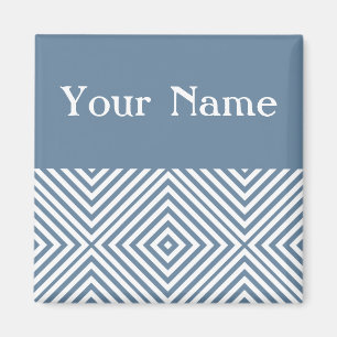 French Grey Diamond Chevron with name Magnet