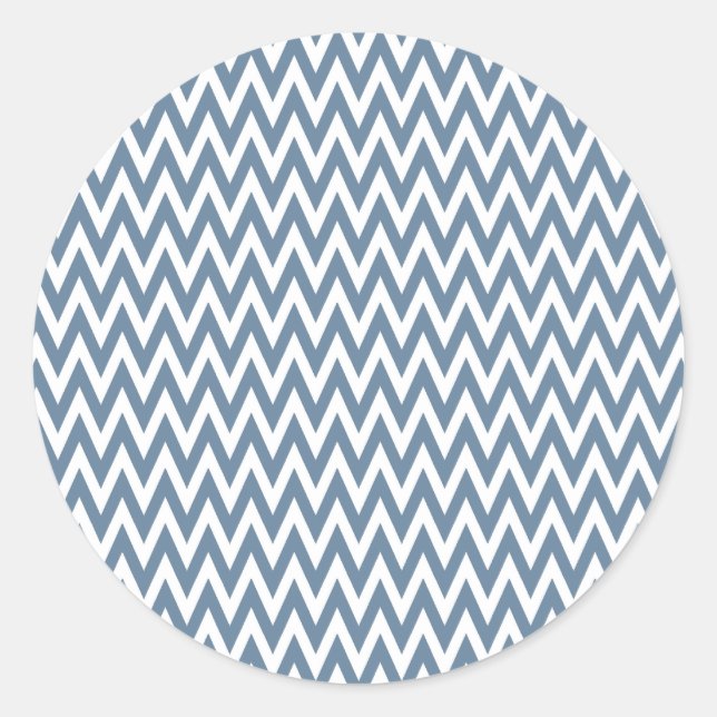 French Grey Elegant Chevron Design Classic Round Sticker (Front)