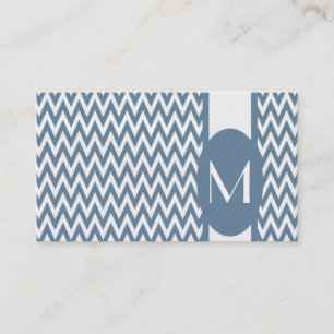 French Grey Elegant Chevron Monogram Business Card