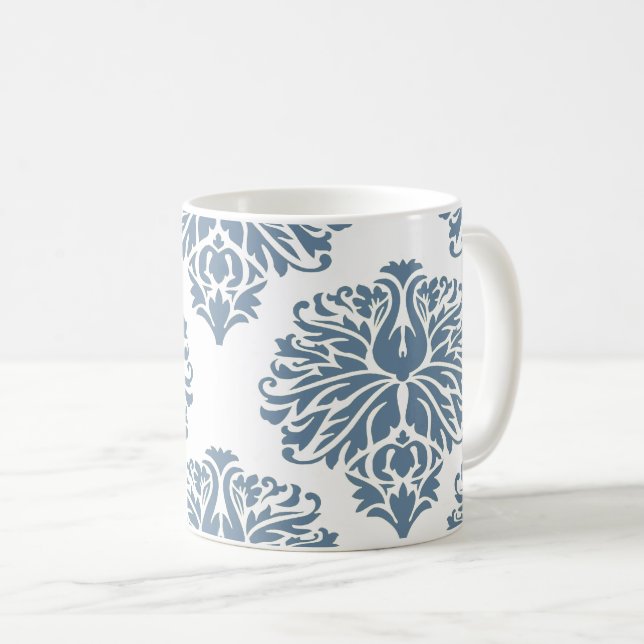 French Grey Elegant Damask Coffee Mug (Front Right)