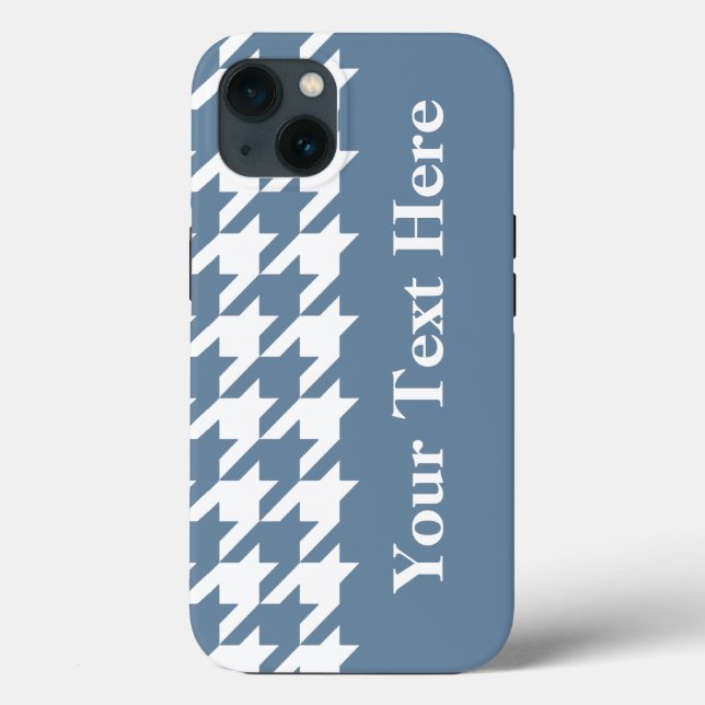 French Grey Elegant Houndstooth with custom text Case-Mate iPhone Case (Back)