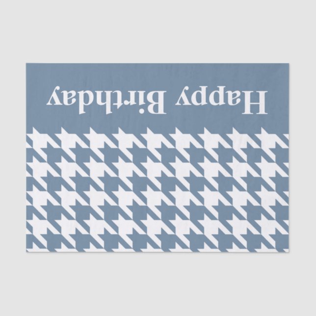 French Grey Elegant Houndstooth with custom text Tissue Paper (Front)
