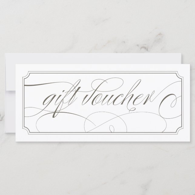 French Grey Elegant Script Gift Vouchers (Front)
