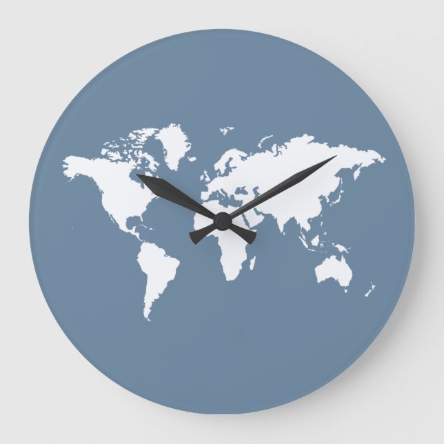 French Grey Elegant World Large Clock (Front)