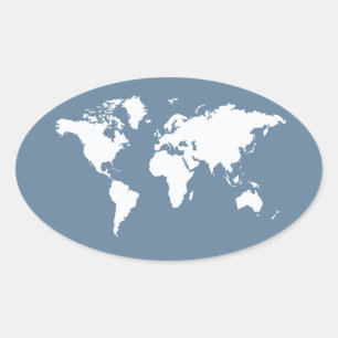 French Grey Elegant World Oval Sticker