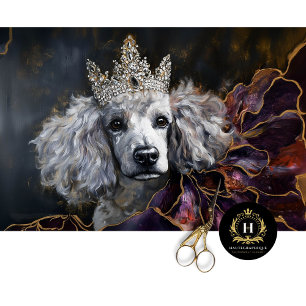 French Grey Poodle Portrait Decoupage  Tissue Paper