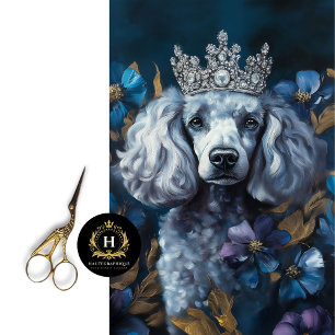 French Grey Poodle Portrait Decoupage  Tissue Paper