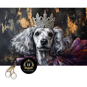 French Grey Poodle Portrait Decoupage  Tissue Paper