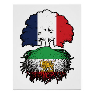 French Grown Iranian Roots Lion and Sun Poster