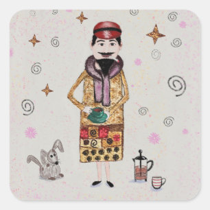 French Guy Square Sticker