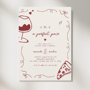 French Hand Drawn Perfect Pair Rehearsal Dinner Invitation