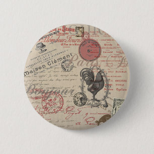 French Handwriting Collage 6 Cm Round Badge