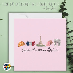 French Happy Birthday Card, Joyeux Anniversaire  Card