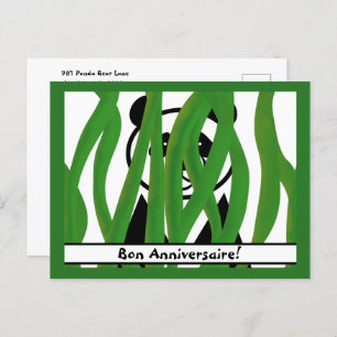 French Happy Birthday on a Panda Bear Postcard