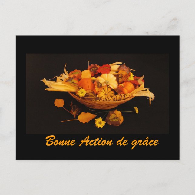 French: Happy Thanksgiving Holiday Postcard (Front)