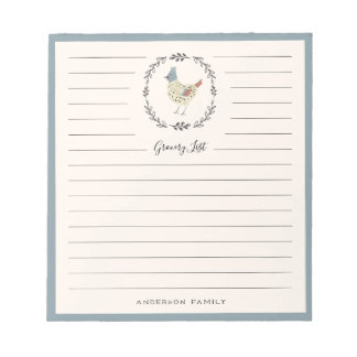 French Hen Grocery Notepad
