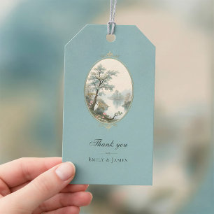 French Heron Dusty Blue Velvet Wedding Gift Tag
