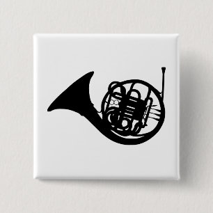 French Horn 15 Cm Square Badge