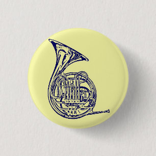 French Horn 3 Cm Round Badge
