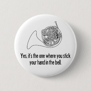 French Horn 6 Cm Round Badge