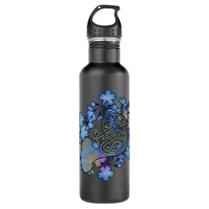 French Horn Art Band Class Music Blue Flowers 710 Ml Water Bottle