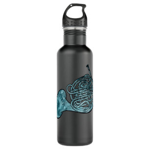 French Horn Art blue french horns band class desig 710 Ml Water Bottle