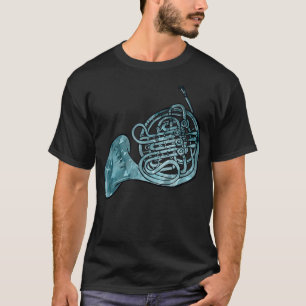 French Horn Art blue french horns band class desig T-Shirt