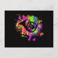 French Horn Artistic Paint Splat Musical Instrumen