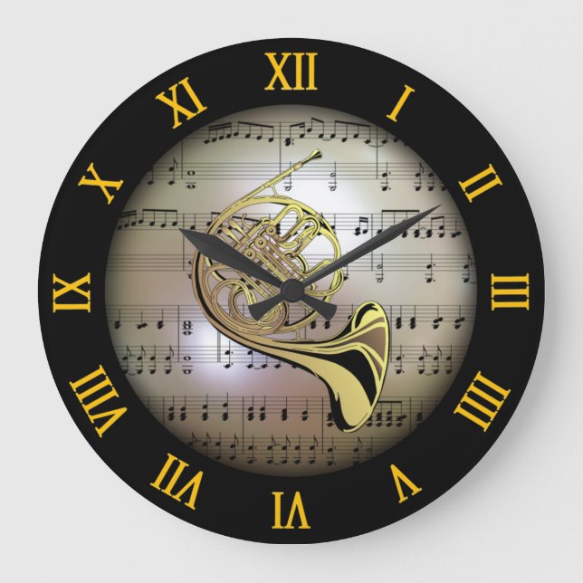 French Horn ~ Background “The Musical Planet” * ~ Large Clock (Front)
