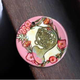 French Horn Band Camp Art Horns Band teacher Ceramic Tree Decoration