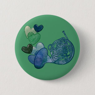 French Horn Band Music Class 6 Cm Round Badge