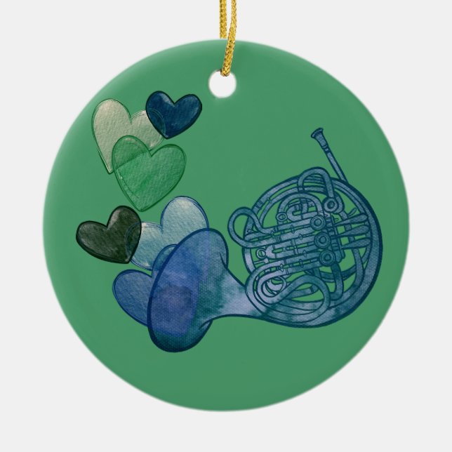 French Horn Band Music Class Ceramic Tree Decoration (Front)