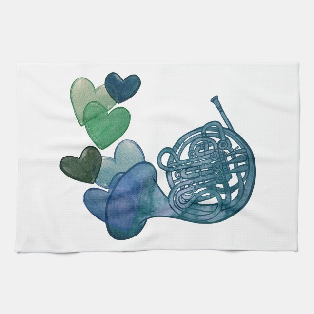 French Horn Band Music Class                       Tea Towel (Horizontal)