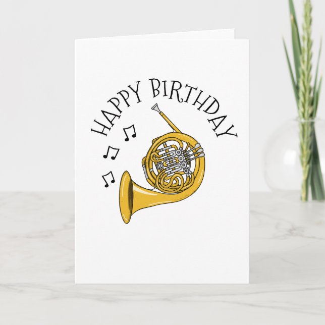 French Horn Birthday Card Hornist Brass Musician (Front)
