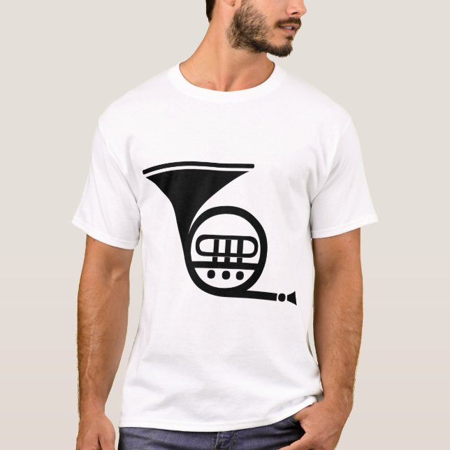 French Horn - Black T-Shirt (Front)