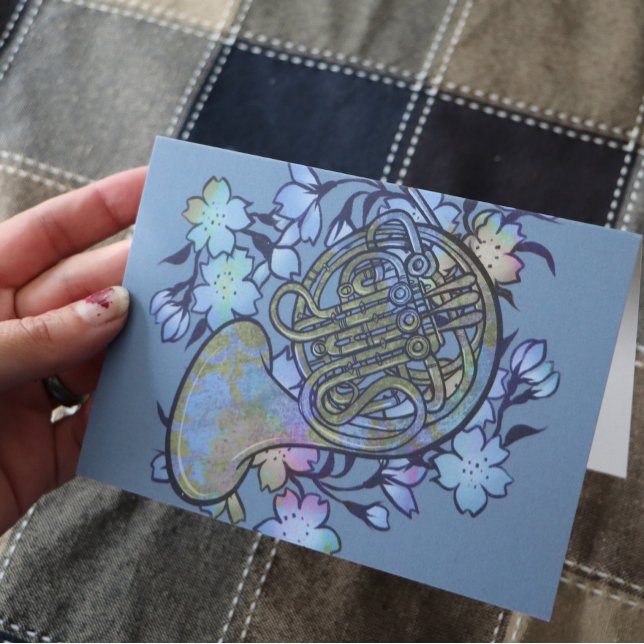 French Horn Blue Flowers Band Class                Card (Creator Uploaded)