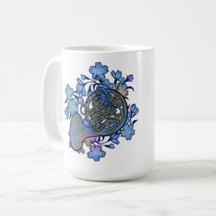 French Horn Blue Flowers Band Class Coffee Mug
