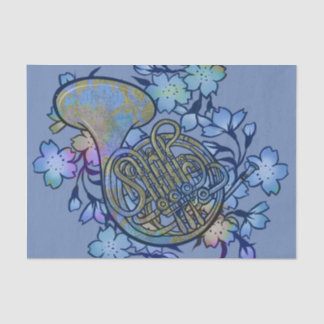 French Horn Blue Flowers Band Class Tissue Paper
