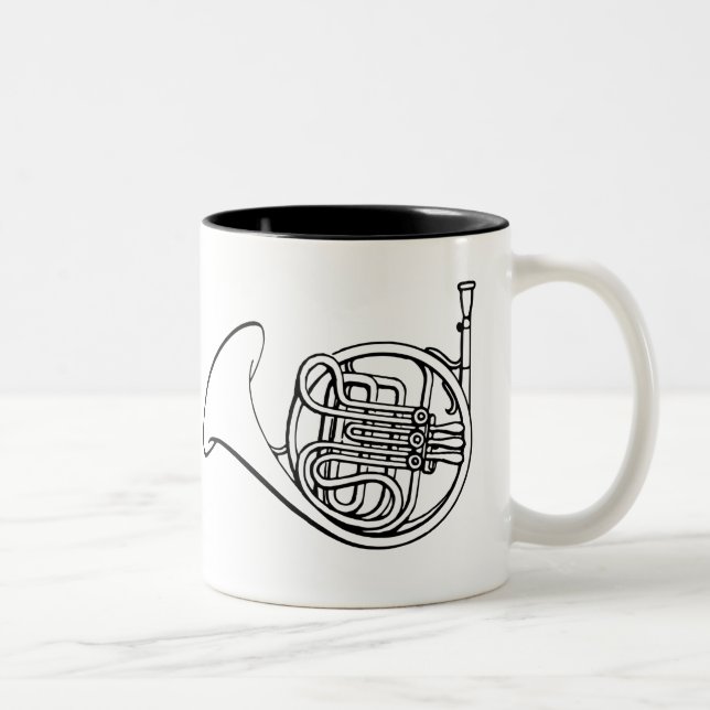 French Horn brass band music Two-Tone Coffee Mug (Right)