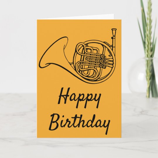 French Horn brass music birthday Card Zazzle.co.uk