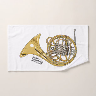 French horn cartoon illustration  bath towel set