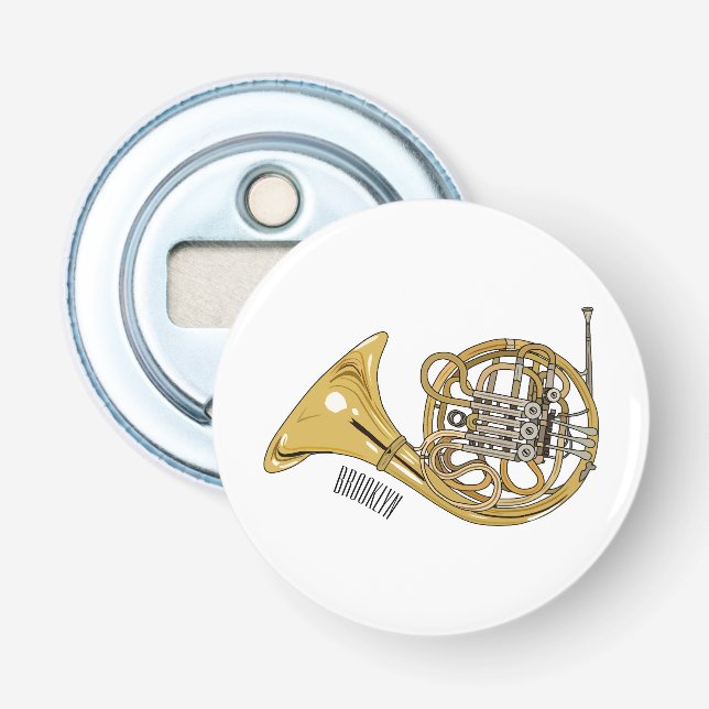 French horn cartoon illustration  bottle opener (Front)