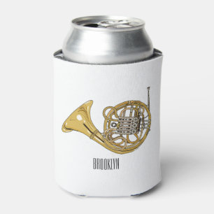French horn cartoon illustration can cooler