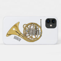 French horn cartoon illustration 