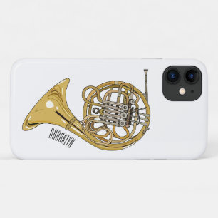 French horn cartoon illustration  iPhone 11 case